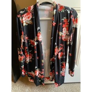 Medium long sleeve flower cardigan